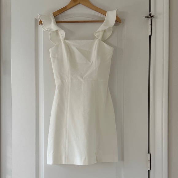 French Connection Cream Mini Dress with Ruffle Straps - Picture 1 of 3